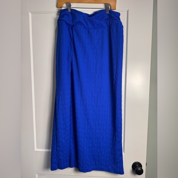 Free People Tovah Maxi Skirt mazarine Large Royal Blue Criss Cross Waist - Picture 2 of 7